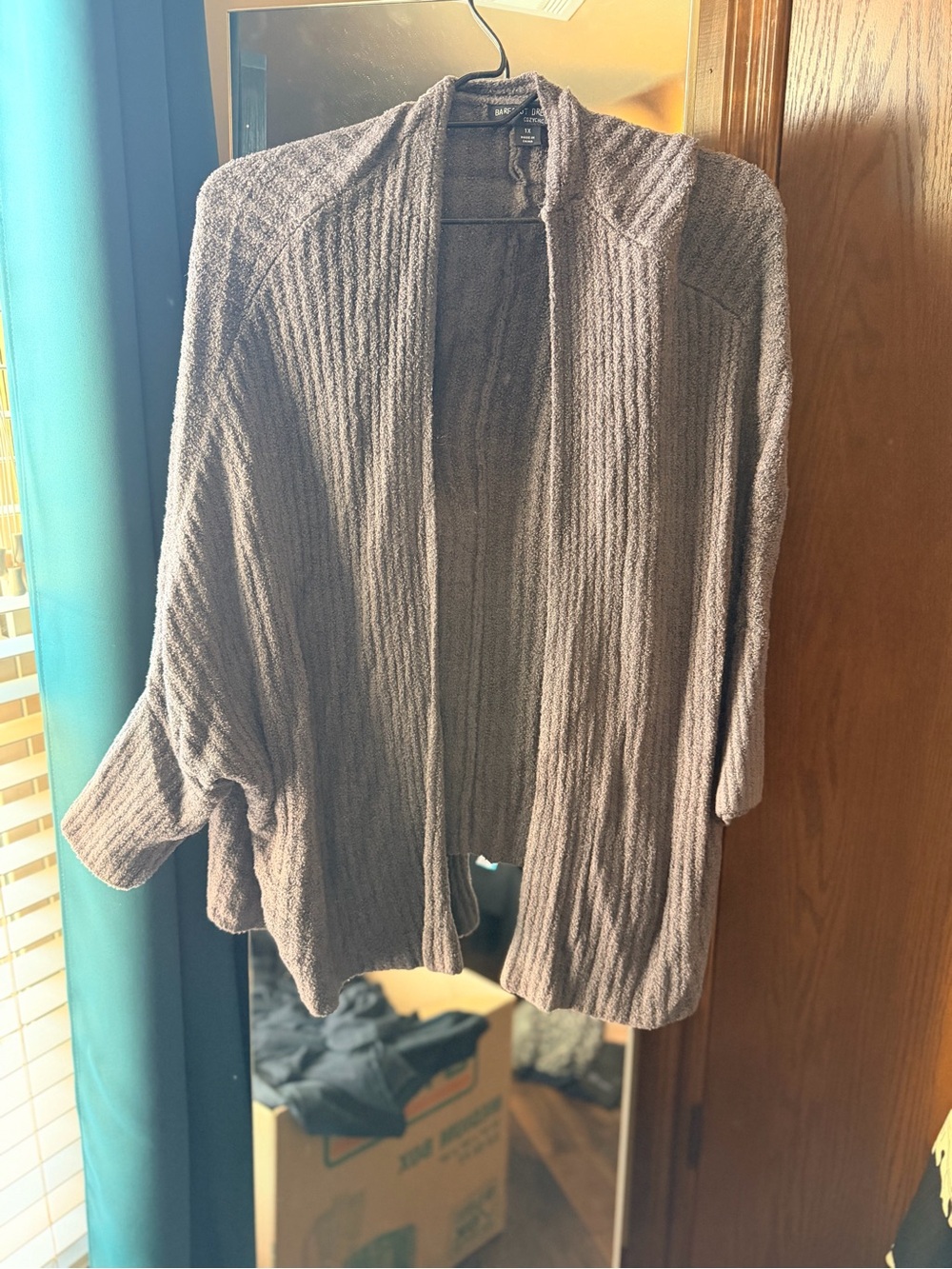 Cozy Ribbed Open-Front Cardigan Sweater - Taupe